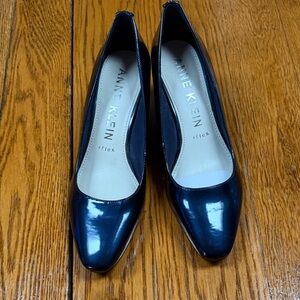 Anne Klein IFlex navy paten leather wedges. Almond toes. Great condition. Size 9